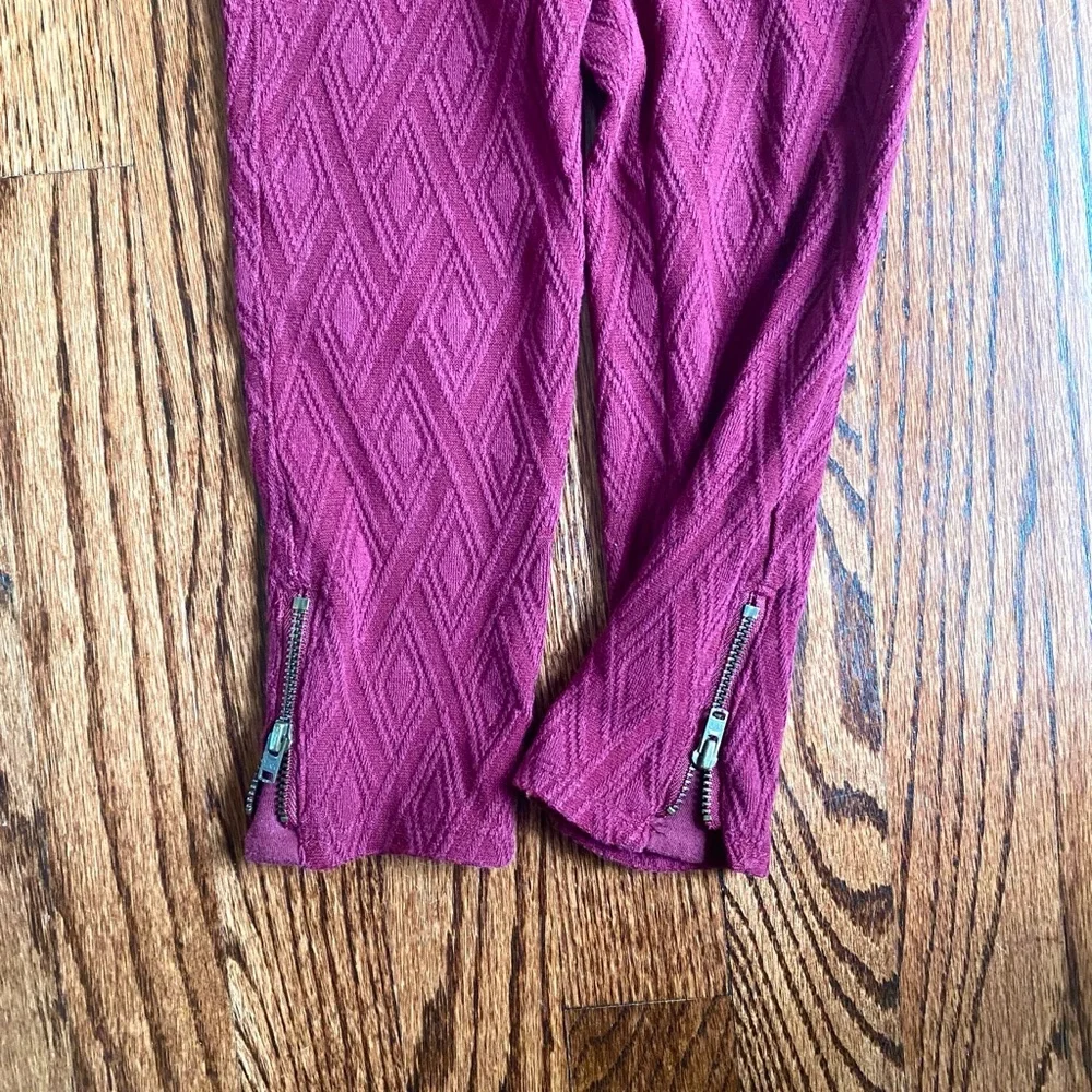 Genuine Kids Argyle Knit Leggings Burgundy Ankle Zip - Size 3T